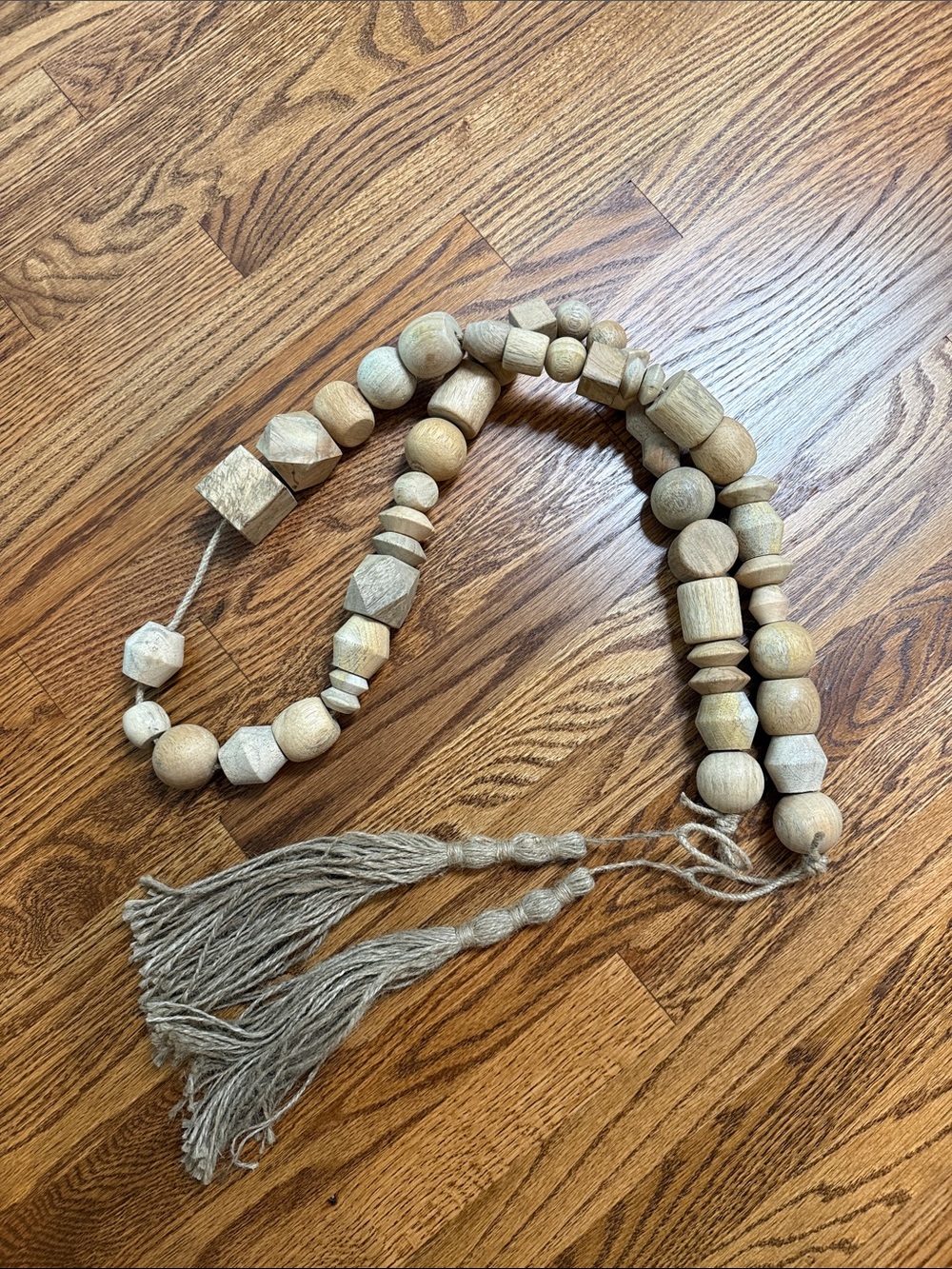 Studio McGee Natural Wood Bead Garland with Tassels - Neutral